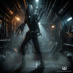 Una silueta biomecánica avanza desde la oscuridad con la amenaza intacta de la película de 1986. La figura Hot Toys Alien Warrior 1/6 reproduce al soldado de la colmena Xenomorfa con una presencia imponente 