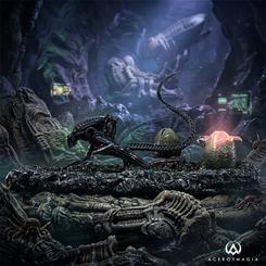 El brillo negro del xenomorfo parece avanzar incluso estando inmóvil. Esta estatua Warrior Xenomorph Aliens de 23 cm lleva a la vitrina una parte muy concreta del horror visto en la película de James Cameron