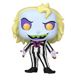 El traje a rayas aparece dentro de la caja como una advertencia visual: esta figura POP Beetlejuice no pasa desapercibida. La figura POP Beetlejuice captura al personaje con ese aire burlón, extraño y teatral que lo convierte en una presencia reconocible 