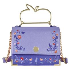 Encanto clásico con brillo de cuento. El Bolso bandolera Blancanieves de Disney Loungefly viste un lila nacarado con bordados florales y un aplique metálico de manzana que guiña a la historia original