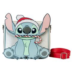 Un destello festivo ilumina tu look con este bolso crossbody de Stitch Cosplay “Snow Angel” en cuero vegano PU con purpurina plateada que captura cada brizna de nieve con apliques, bordados y detalles impresos
