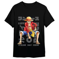 La aventura más icónica del anime se nota a primera vista, y esta camiseta Monkey D. Luffy One Piece adulto lo transmite con un diseño potente sobre negro: Luffy en pose desafiante, el sombrero de paja como sello inconfundible