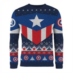 El escudo más reconocible de Marvel se transforma en un motivo invernal de gran impacto visual. Esta sudadera navideña Capitán América reproduce los colores y símbolos del héroe con una composición tejida que destaca desde el primer vistazo