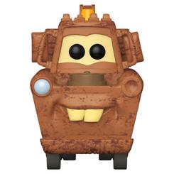 La Figura POP Disney Pixar Cars Mater lleva al inconfundible vehículo de Radiator Springs al formato Funko POP, con una silueta ancha y numerosos detalles visibles.