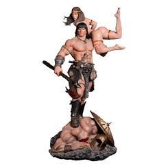 Una presencia imponente se alza en tu estantería con la Estatua Conan Deluxe Edition a escala 1:4 de Premium Collectibles Studio, que alcanza los 63 cm de altura, 37 cm de ancho y 37 cm de profundidad. 
