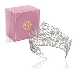 Brillo de escenario con alma de cuento. La corona de Glinda llega en una caja de colección pensada para lucirla desde el primer instante: estuche rígido en rosa con detalles dorados 