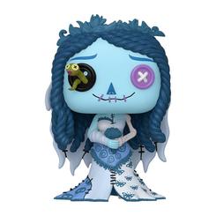 Un azul espectral, costuras visibles y una mirada de botones convierten esta figura POP La Novia Cadáver Emily en una presencia difícil de ignorar. La versión Patchwork reinterpreta a la protagonista de Corpse Bride