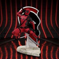 Revive la irreverencia de Deadpool con este vibrante diorama PVC de la línea "D-Stage". Con una altura aproximada de 16 cm, esta pieza captura la esencia única del Mercenario Bocazas 