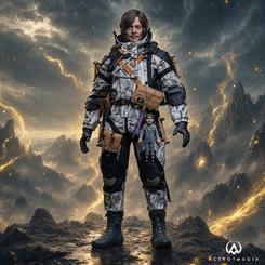 Figura de Sam Porter Bridges de Death Stranding 2 a escala 1/6 y 31 cm de altura. Incluye traje Junji Ito con efecto UV, Odradek, BB Pod, Dollman, varias armas, equipo de carga y más de 30 puntos de articulación.