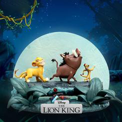 Déjate encantar por la magia de Disney con este espectacular diorama PVC D-Stage "El Rey León: Edición Especial de Luz de Luna". Esta cautivadora pieza, de la línea D-Stage
