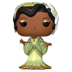 La elegancia de Nueva Orleans se convierte aquí en una composición de verdes, dorados y detalles florales. La figura POP Disney Princesas Tiana representa a la protagonista con una presencia serena y distinguida