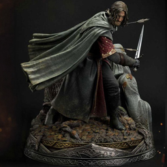 Déjate cautivar por la majestuosidad de la estatua 1/4 de Boromir, inspirada en la épica saga de "El Señor de los Anillos". Esta obra de arte de polistone, a escala 1/4, te transportará directamente al mundo de la Tierra Media 
