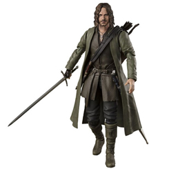 Revive la majestuosidad de El Señor de los Anillos con la figura articulada S.H. Figuarts de Aragorn. Este descendiente de los Dúnedain, guía y protector de Frodo y la Comunidad del Anillo