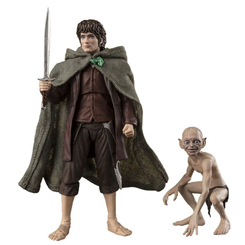 Embárcate en la épica travesía de El Señor de los Anillos con estas figuras articuladas de Frodo Bolsón y Gollum, de la línea S.H. Figuarts. Este detallado set reúne al hobbit que porta el peligroso Anillo Único