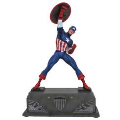 Una leyenda patriótica se alza en tu vitrina con la estatua de resina de 30 cm del Capitán América de Marvel, esculpida por Clayburn Moore con un realismo impecable en cada músculo y pliegue de su traje icónico