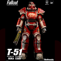 Desde la aclamada franquicia de videojuegos Fallout, llega la figura de acción T-51 Nuka Cola Power Armor de 37 cm, cortesía de threezero. Esta espectacular armadura Power Armor presenta por primera vez el emblemático branding de Nuka Cola