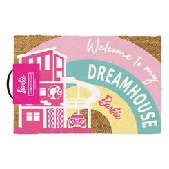 ¡Dale la bienvenida a tus sueños con el encantador Felpudo Barbie "Welcome to my Dreamhouse" de 60x40 cm! Este maravilloso accesorio, fabricado en fibra de coco, te permite recibir a tus invitados con el estilo y la elegancia 