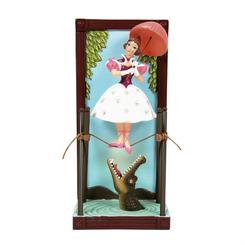 Adéntrate en la galería sin ventanas ni puertas con la figura de la niña de la cuerda floja de The Haunted Mansion. Esta recreación tridimensional captura el contraste entre la calma y el peligro