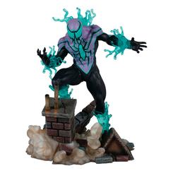 La figura de Chasm de la colección Comic Gallery de Marvel eleva la esencia del simbionte a una escala imponente de 25 cm, capturando cada pliegue de su traje negro y morado mientras brotan ríos de energía turquesa que envuelven sus brazos