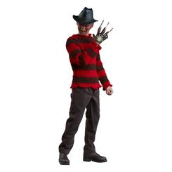 Adéntrate en el mundo del terror con la figura de Freddy Krueger de "Pesadilla en Elm Street 3: Los guerreros del sueño". Esta figura articulada, de aproximadamente 30 cm