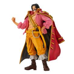 La figura Ichibansho de Gol D. Roger alza el telón sobre la leyenda del Rey de los Piratas en sus vibrantes 21 cm de altura, donde cada pliegue de su capa, cada músculo cincelado y el brillo metálico