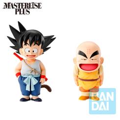 La complicidad y el espíritu de superación de la emblemática pareja de Dragon Ball cobran vida en la Figura Ichibansho Son Goku & Krillin Training Section de Banpresto, una escena de entrenamiento 