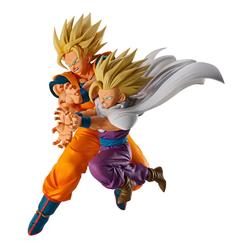 La figura Ichibansho Son Goku & Son Gohan Spectacle Battle Dragon Ball Z de Banpresto transmite toda la fuerza de uno de los dúos más emblemáticos del anime en una composición llena de energía, movimiento y carácter. 