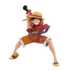 Una ola de energía y determinación se apodera de tu estantería con la figura Maximatic ver.A de Monkey D. Luffy de 21 cm, concebida por Banpresto en PVC de alta calidad y pintada a mano para reflejar