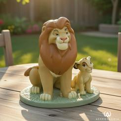 Orgullo de la sabana hecho recuerdo. La figura Mufasa & Simba El Rey León Disney celebra el vínculo padre-hijo con una escena serena y llena de carácter, perfecta para vitrinas, estanterías y escritorios.
