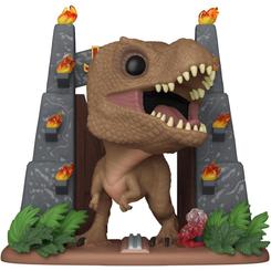 Impón la ley del más fuerte en tu colección con la imponente figura vinilo Funko POP Deluxe Tyrannosaurus Rex de 13 cm, una edición exclusiva que revive la icónica escena de la verja de Jurassic Park