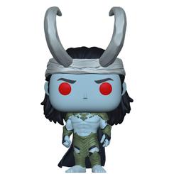 La imponente presencia de Frost Giant Loki se materializa en esta Figura POP! Marvel What?If…? de 9?cm, un vinilo con cabeza oscilante que captura cada matiz de su piel azul gélida, sus cuernos translúcidos 