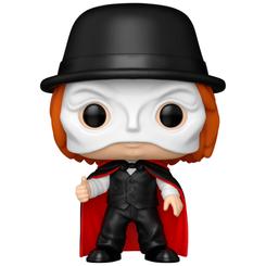 Terror con etiqueta. Este Funko POP! Television – Phantom Chucky viste al muñeco más inquietante con máscara blanca, sombrero y capa forrada en rojo, un guiño elegante que contrasta con su sonrisa siniestra. 