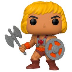 Presencia épica en formato XL. Esta Figura POP Masters of the Universe: He-Man (25 cm) eleva al héroe de Eternia a escala de exposición, con su melena rubia clásica, arnés con emblema rojo 