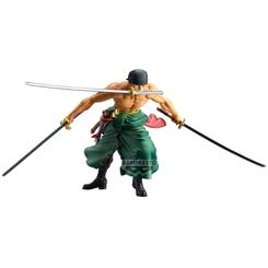 La figura Grandista de Roronoa Zoro de One Piece despliega todo el poder del legendario espadachín en una impresionante pieza de 23 cm que capta su fuerza y determinación en cada detalle. 