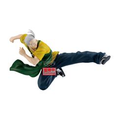 Siente la velocidad del legendario asesino con la figura de Sakamoto Taro de la línea Vibration Stars de Banpresto. Esta figura de 17 cm de largo captura a Sakamoto en pleno movimiento, justo en la acción de una de sus acrobáticas patadas.
