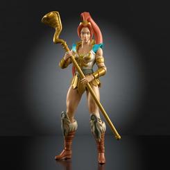 La figura Teela Cartoon Collection Origins tiene esa mezcla de temple y color que convierte una balda en un pequeño fragmento de Eternia. Su silueta guerrera, el cabello rojizo y el báculo dorado hacen que esta figura articulada Teela 