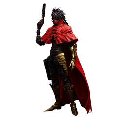 El sombrío antihéroe Vincent Valentine irrumpe en tu colección envuelto en su capa carmesí y portando su icónica arma, con 28,5 cm de altura que equilibran presencia y dinamismo en cada pose gracias a su esculpido detallado