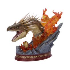 Furia detenida en el instante exacto. Este busto del Colacuerno Húngaro (Hungarian Horntail) atrapa la tensión del Torneo de los Tres Magos con un esculpido lleno de nervio: fauces abiertas, cuernos afilados 