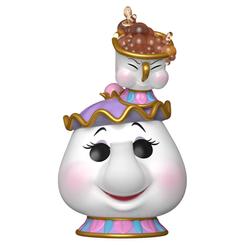 La Figura POP Disney Beauty And The Beast Mrs. Potts with Chip reúne a la tetera Mrs. Potts y a Chip en una composición de vinilo de estética Funko POP.