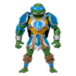 Leonardo se une a la épica batalla en el mundo de Grayskull con esta figura de acción de la serie MOTU x TMNT: Turtles of Grayskull. De unos 14 cm de altura, esta figura completamente articulada 