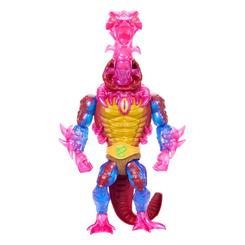 La colección Turtles of Grayskull de Mattel nos trae una figura articulada y totalmente posable de Rattlor, con una altura aproximada de 14 cm. Este personaje combina el universo de Masters of the Universe con las Tortugas Ninja