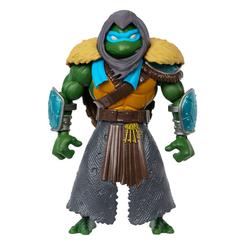 Descubre la poderosa alianza entre Masters of the Universe y Teenage Mutant Ninja Turtles con la figura de Stealth Armor Leonardo de 14 cm. Esta figura articulada, que destaca por su armadura sigilosa