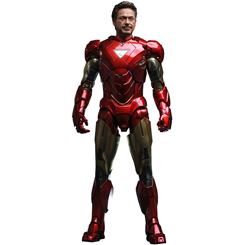 Iron Man Mark VI es la sexta armadura de Tony Stark y fue creada para reemplazar la Mark IV después de que Stark creara un Arc Reactor mejorado con un mayor rendimiento energético usando un nuevo elemento. Se usó notablemente por Stark