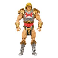 La figura de acción Flying Fist He-Man de la colección Masters of the Universe: New Eternia Masterverse se presenta con un diseño detallado y articulaciones avanzadas