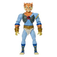 Descubre la precisión y dinamismo de la figura de acción Tygra de la serie Masters of the Universe x ThunderCats, con una altura aproximada de 14 cm y una articulación completa que reproduce cada uno de sus movimientos