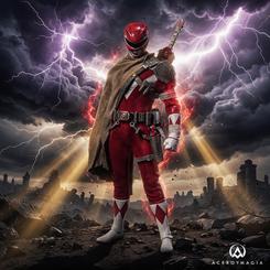 El rojo de batalla entra en la vitrina con una presencia difícil de ignorar: esta figura Red Power Ranger 1/6 parece detenida justo antes de desenfundar la espada. Sus 31 cm de altura convierten la silueta en una pieza dominante