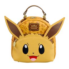 Imagina lucir la ternura de Eevee en cada paso gracias a esta mochila Loungefly de 21 cm, confeccionada en resistente piel vegana que combina relieves, bordados y estampados con herrajes dorados de alto brillo