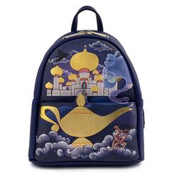 El espíritu de Agrabah se traslada a tu día a día con esta mochila Loungefly de 26 cm protagonizada por el palacio de Jasmine, donde los destellos dorados de la lámpara mágica y los detalles en relieve conviven