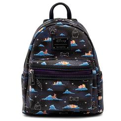 Noches de cuento a la espalda: la Mochila Classic Clouds Disney Loungefly llena de magia tu día con un estampado estelar donde Winnie the Pooh, Piglet, Tigger e Ígor descansan sobre nubes y pequeñas