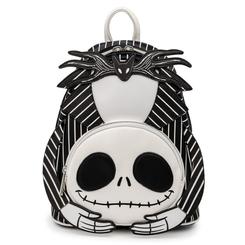 Inspirada en el icónico personaje de Pesadilla antes de Navidad, esta entrañable mochila de Jack Skellington combina estilo y nostalgia en una pieza única. Confeccionada en una cuidada mezcla de poliéster y cuero PU